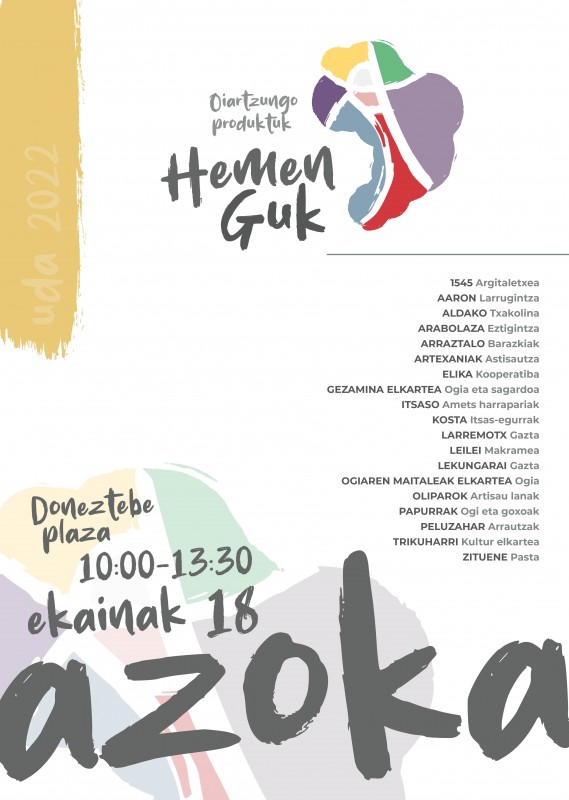 HemenGuk azoka izango da datorren larunbatean